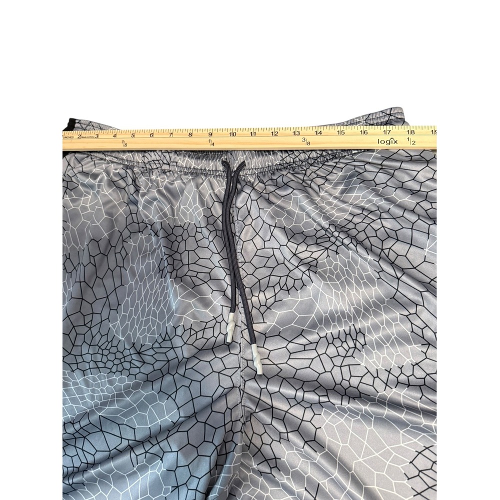 AND1 Mens Basketball Shorts Grey Black Geometric Honeycomb 2XL ANM232SH08 - Picture 2 of 7